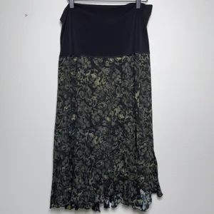 VTG 90s Women Whimsigoth Reversible Skirt XL Black Green Floral Paisley Fairy thumbnail 6