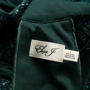 Eliza J Sequin Emerald Mock Neck Cocktail Dress‎ thumbnail 4
