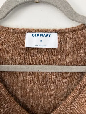 Old Navy Brown Wool Blend Ruffle Tie Front Bell Sleeve Cropped Knit Cardigan NWT thumbnail 2