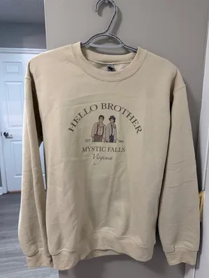 Gildan Vampire Diaries 'Hello Brother' Crewneck Salvatore Brothers sweatshirt S thumbnail 2