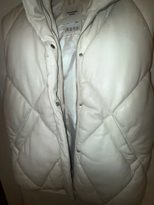 Abercrombie Puffer Leather Vegan Vest Ivory thumbnail 3