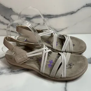 Skechers Women's Taupe Reggae Comfort Takes Two Sandals Sz 9 Outdoors Hiking thumbnail 1