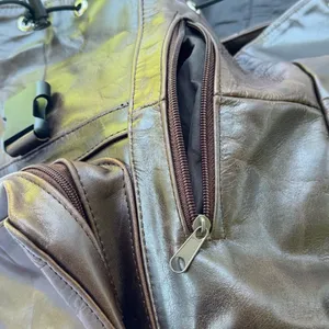 Vintage 90’s Genuine Leather Drawstring Backpack Brown thumbnail 6