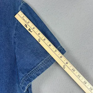 Original TY Wear Vintage Denim Dress L Blue Medium Wash Short Sleeve Zip Back thumbnail 8