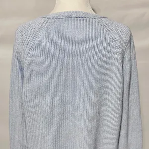 J Crew Cotton V-Neck Vented Hem Tunic Sweater AV009 Light Blue Size Medium thumbnail 10