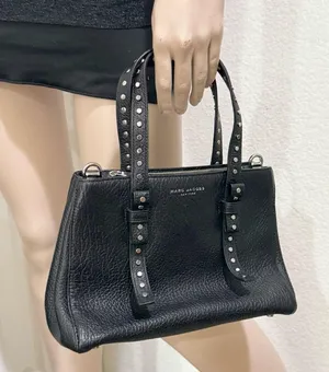 MARC JACOBS Mini T Tote Stud Black Pebbled Leather Crossbody Bag NO STRAP thumbnail 4