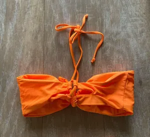 Orange two piece bikini set bandeau bikini top and cut out waist bikini bottom S NEW thumbnail 4