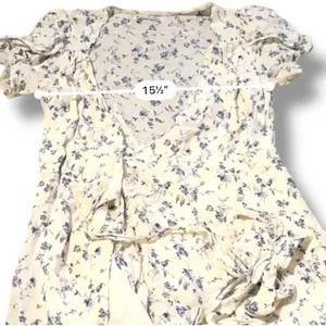 Reformation Ellwood Short Sleeve Wrap Mini Dress in Sinead White Blue Floral‎ M thumbnail 9