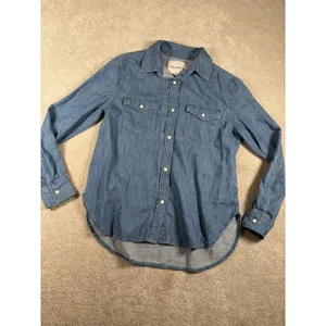 lola river‎ denim pearl snap shirt Xs thumbnail 2