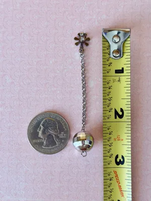Handmade disco ball funky cute y2k boho chain dangle earrings🤍 thumbnail 4