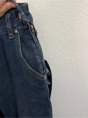 Free People Through The Woods Dark Wash Cross Back Skinny Leg Denim Overalls 28 thumbnail 6