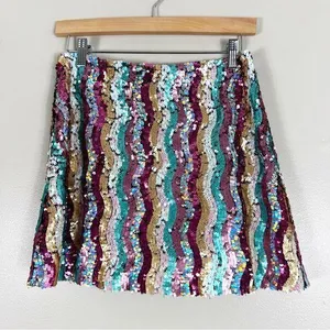 NWT ATT Clothing Multicolor Sequin Mini Skirt thumbnail 1