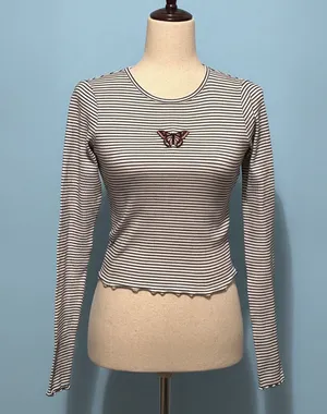 Hollister Butterfly Charm Striped Long Sleeve Top XS thumbnail 1