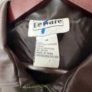 NEW Beware Women's Brown Utility Jacket Size M Faux Leather Biker Military‎ thumbnail 4