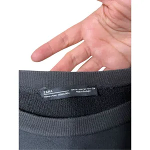 Zara Lace Up Gray/black Crewneck Sweatshirt Size‎ Medium thumbnail 4
