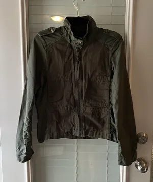 Lucky Brand Women’s Military Jacket Medium Nylon Cotton‎ Mixed Media thumbnail 1