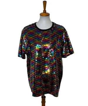 ASOS Rainbow All Over Sequins Shirt Size Medium thumbnail 4