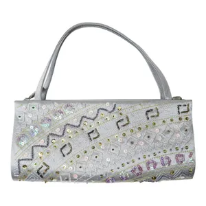 Vintage 90s Metallic Silver Beaded Sequin Mini Bag thumbnail 1