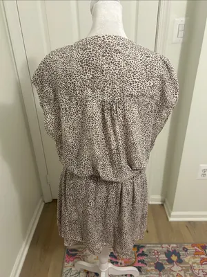 Rails Angelina Sand Cheetah Linen Blend Mini Dress New Size Medium Smocked thumbnail 7