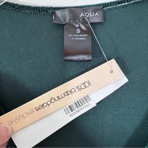 AQUA Velvet Faux Wrap Mini Dress Green Size S NWT thumbnail 7