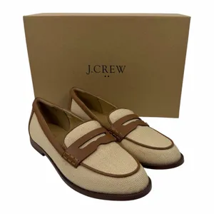 J. Crew Woven Raffia Slip On Penny Loafer Natural Brown Size 7 thumbnail 14