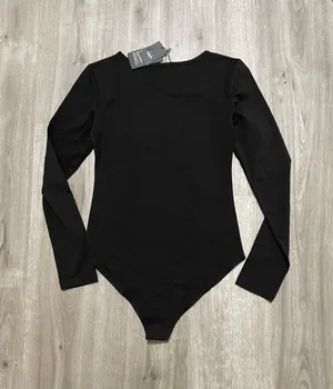 Black Long Sleeve Bodysuit Shirt Size XS thumbnail 3