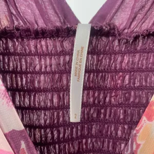 Free People V Neck High Low‎ Midi Dress in Purple Floral Size 2 thumbnail 4