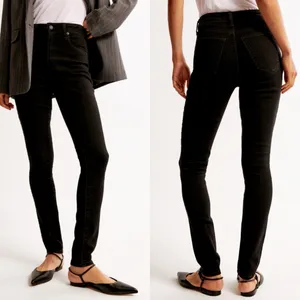 Abercrombie & Fitch Super Skinny High Rise Jeans‎ Black Denim Size 25 / 0 Short thumbnail 2