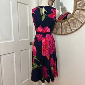 Shelby & Palmer Flare Floral Dress S Garden Party Career Belted‎ Church Travel thumbnail 3
