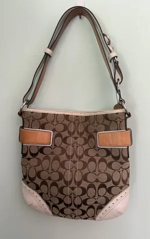 Coach Signature Stripe Buckle Crossbody Shoulder Bag‎ 1487 Khaki White Y2K thumbnail 1