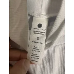 Yogalicious Heavenly Rib Ava Mock‎ Neck Tank White Sleeveless Racerback Small thumbnail 2