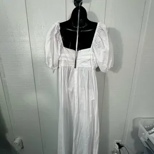 Know One Cares White Empire Cut Poplin Puff Sleeve Midi Dress Size Large NWT thumbnail 8