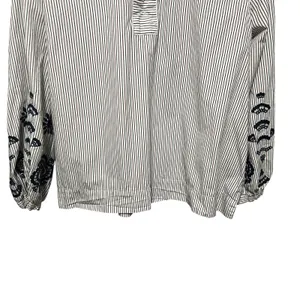 J Crew Womens Peasant Boho Cottage Top L Stripe Embroidered‎ Tie Back Parisian thumbnail 3