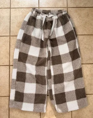 ASOS Cozy Buffalo Plaid Sherpa Fleece Lounge Pants thumbnail 1