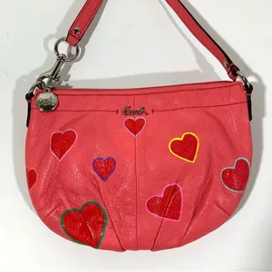 Coach Hand Painted Hearts Pink Shoulder Bag thumbnail 5