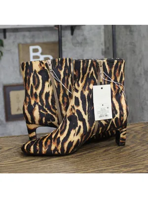 NWT A New Day Tigris Block Heel Ankle Boots 94568624 Tiger Print Brown 6M thumbnail 7