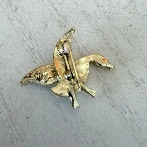 Vintage NEMO Gold Tone Rhinestone Bird Brooch Red Eye thumbnail 3