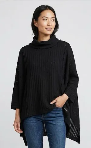 Free People Beach Black Knit Poncho thumbnail 1