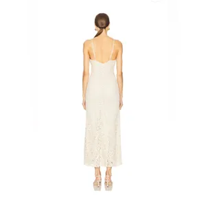 Bardot Adoni Crochet Midi Dress in Light Beige thumbnail 3