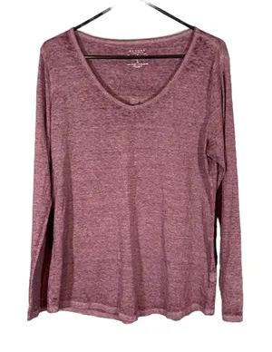 Sonoma Purple Long Sleeve Cotton Blend Casual T-Shirt Women Sz L thumbnail 1