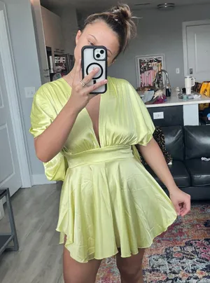 Boutique silk yellow romper thumbnail 3
