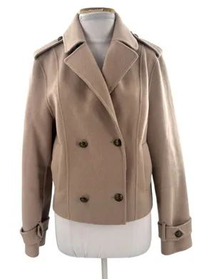 Belle‎ & Bloom double-breasted military peacoat wool blend tan oat sz XL thumbnail 1