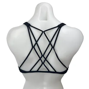 Lululemon Black Strappy Back Sleeveless Yoga Workout Athletic Sports Bra Top 6 thumbnail 2