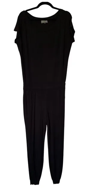Michael Stars Black Short Sleeve Elastic Waist Tapered Jumpsuit‎ Small thumbnail 1