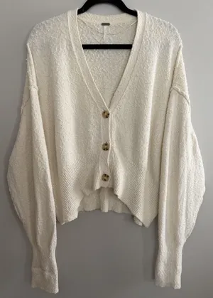 Free People Found My Friend Cardigan Ivory‎ Women's Size Small thumbnail 1