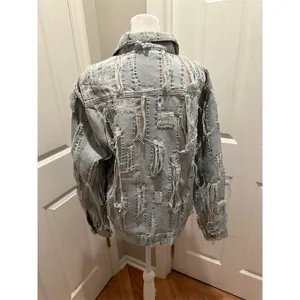 True Religion Women's Distressed Denim Jacket Blue Size M Casual Button Front thumbnail 3