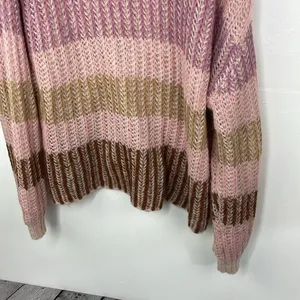 Democracy Chunky Knit V Neck Striped Relaxed Fit Sweater Pullover size XL thumbnail 10