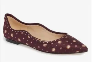 Sam Edelman maroon & gold floral print ballet flat thumbnail 1