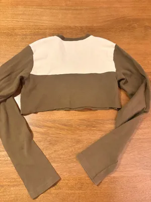John Galt Brandy Melville Shirt Long Sleeve brown an cream thumbnail 2