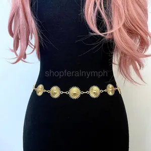 Gold Y2K Sunburst Celestial Boho Chain Belt, Fits 25-44.5 Inches, X7GA1268 thumbnail 5